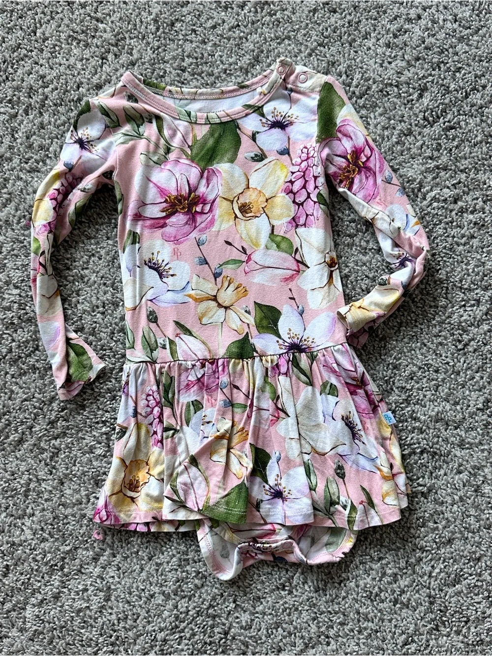 Posh Peanut Toddler Girl 2T Bamboo Floral Long Sleeve Twirl Dress Romper